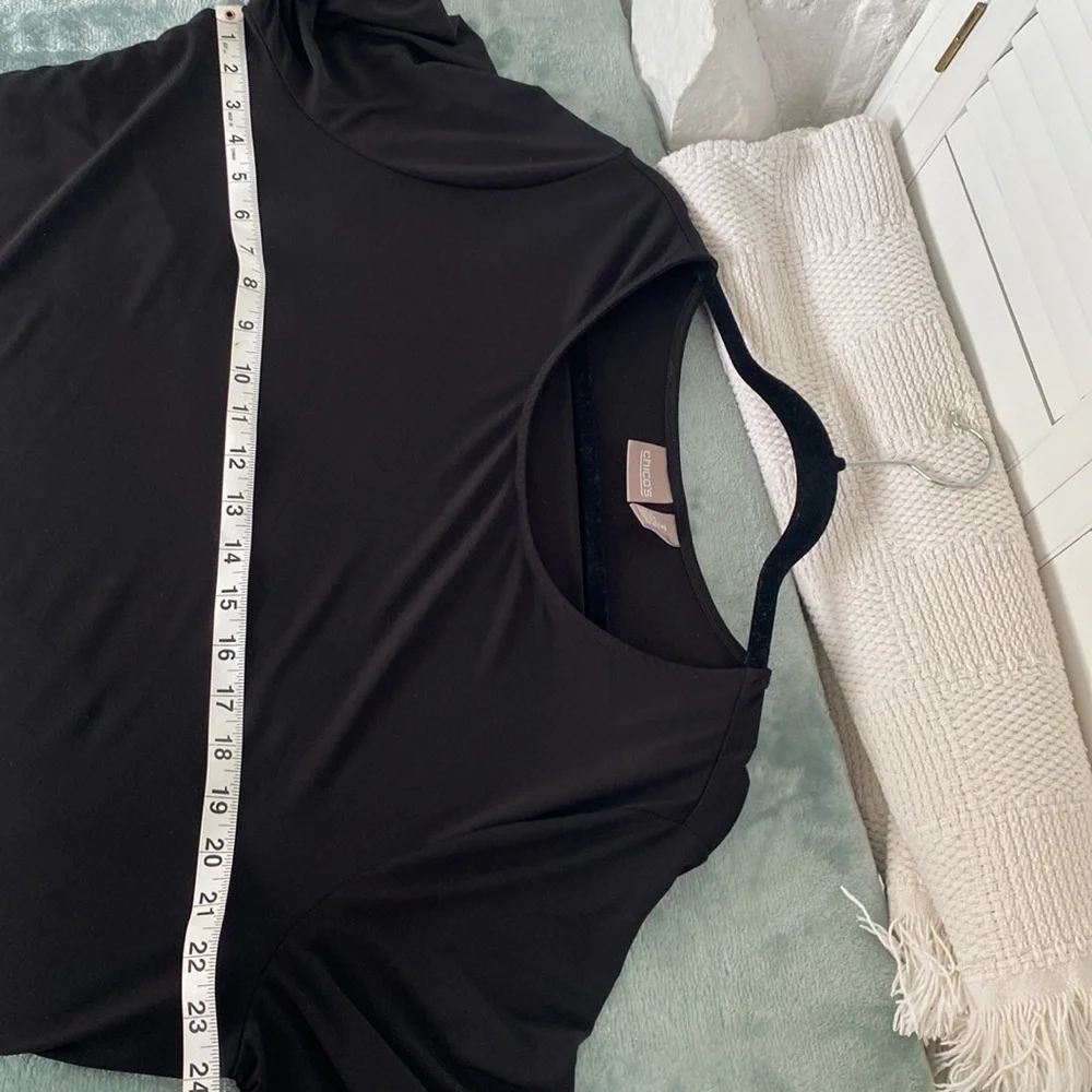 Chico’s Black short sleeve stretchy top with tie on side Chico size 3 or XL - Picture 10 of 13